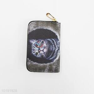 High Capacity Cat Printed Women Zipper Clutch Wallet