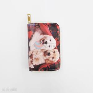 Elegant zipper dog printed pvc travel wallet