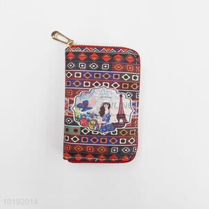 Promotional low price zipper handle printed wallet