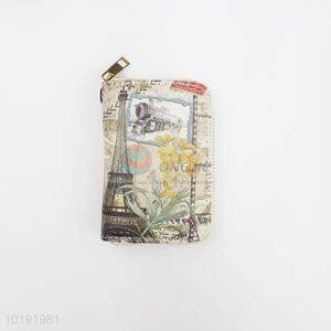 Retro style building pringing wallet for women