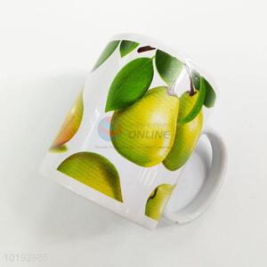 Promotional green pear pattern ceramic cup