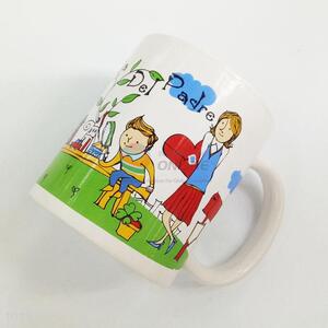 Cartoon design ceramic water cup with handle