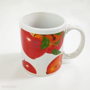 Red apple ceramic water cup with handle