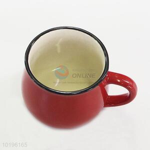 Red Color Round Ceramic Cup Coffee Milk Mug