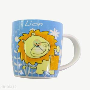 Promotioanl Blue Color Lion Pattern Lovely Ceramic Cup