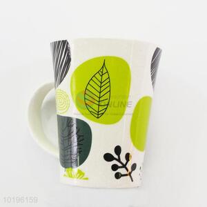 Eco-friendly Fresh Leaves Pattern Ceramic Cup Coffee Mug