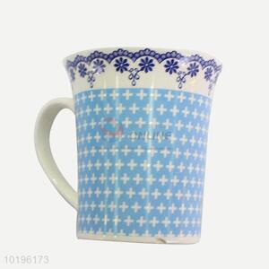 Promotional Blue White Printed Ceramic Cup Coffee Mug