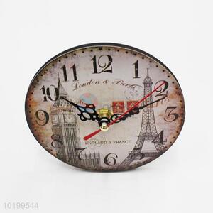 Top quality fancy wooden round vertical clock desk clock