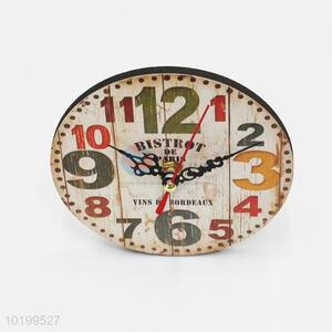 Popular design wooden round vertical clock desk clock