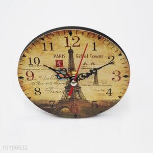 Low price wooden round vertical clock desk clock