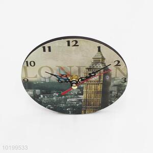 Recent design wooden round vertical clock desk clock