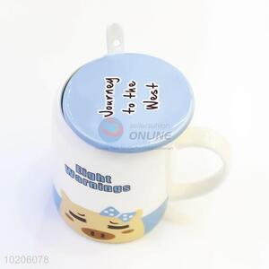 Pretty Cute Ceramic Cup Mugs with Lid and Spoon