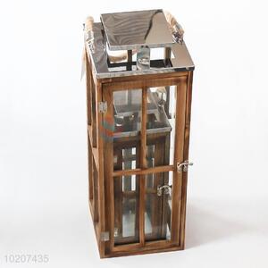 Indoor/Outdoor Wooden Candle Holder Lantern