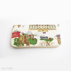 Great Scenery Pattern PU Purse&Wallet with Polyester Zipper for Sale