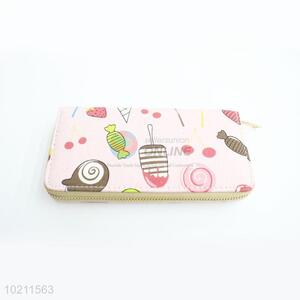 Nice Candy Pattern Canvas Purse&Wallet with Brass Zipper for Sale