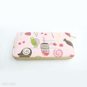 Nice Candy Pattern Canvas Purse&Wallet with Polyester Zipper for Sale