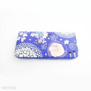 Promotional Blue Canvas Purse&Wallet with Brass Zipper for Sale