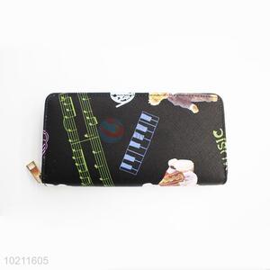 Nice Note Design PU Purse&Wallet with Brass Zipper for Sale