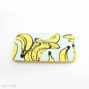 Cute Banana Pattern Canvas Purse&Wallet with Brass Zipper for Sale