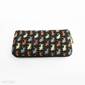 Nice Cat Pattern Canvas Purse&Wallet with Polyester Zipper for Sale