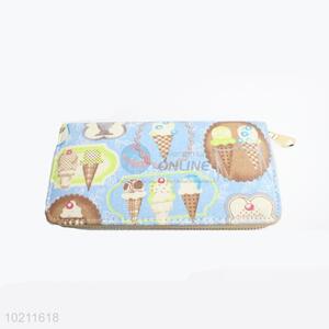 Nice Ice Cream Design Canvas Purse&Wallet with Polyester Zipper for Sale