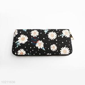 Elegant Flower Pattern Canvas Purse&Wallet with Polyester Zipper for Sale