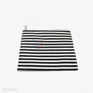 Simple Black and White Striated Canvas Clutch Bag for Sale