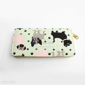 Cute Dog Pattern Canvas Purse&Wallet with Polyester Zipper for Sale