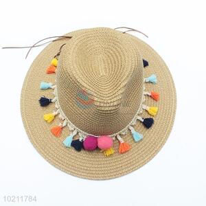 National decorative tassel beach sun floppy paper straw hats