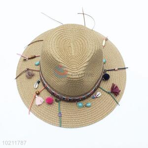 Bohemian design floppy summer woman beach paper straw hat