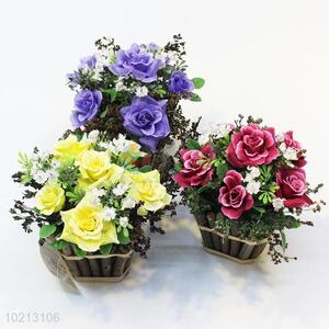 Fashionable low price 3pcs yellow/purple/red flower bonsai