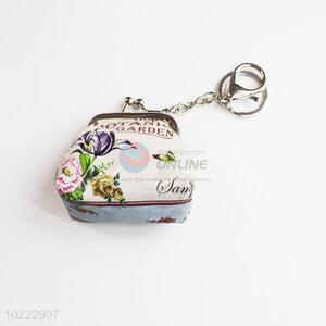 Retro printed key chain snap coin purses