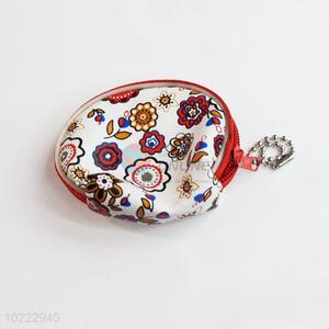 Cheap printed oval coin purse with keyring