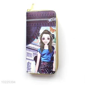 Custom Double Zipper Wallet Clutch PU Purse