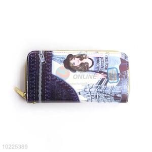 Hot Color Printing Ladies PU Double Zipper Wallet