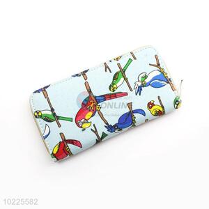 Cute Parrot Pattern Canvas Purse&Wallet with Copper Zipper for Sale