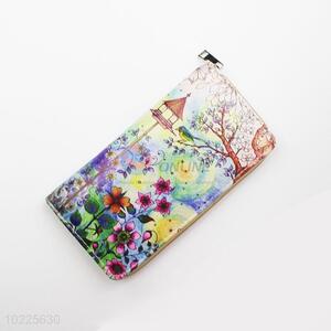 Beautiful Scenery Printed PVC Purse&Wallet with Copper Zipper for Sale