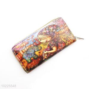 Lovely Girl Printed PVC Purse&Wallet with Polyester Zipper for Sale