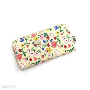 Beautiful Flower Pattern Canvas Purse&Wallet with Copper Zipper for Sale