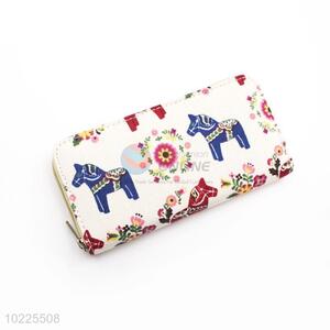 Likable Horse Pattern Canvas Purse&Wallet with Polyester Zipper for Sale