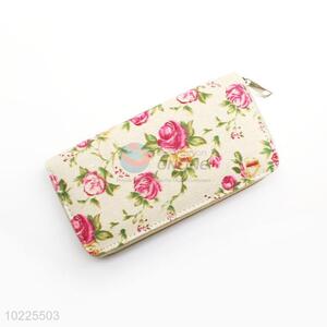 Great Flower Pattern Canvas Purse&Wallet with Polyester Zipper for Sale