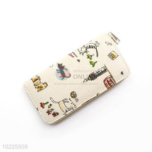 Adorable Cat Design Canvas Purse&Wallet with Polyester Zipper for Sale