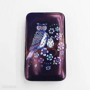 Promotional Cute Cartoon Owl Printed Mini Wallet Phone Bag Card Bag with Loose-leaf and Sucker