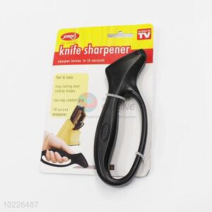 Black knife sharpener with non-slip handle