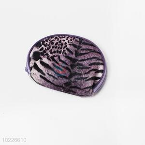 Cute purple leopard zipper coin purse