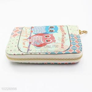 Super Quality PVC Purse Owl Printed Handy Long Wallet