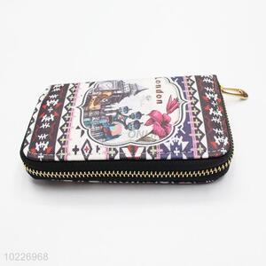 Flowers Printed PVC Wallet Long Clutch with Zipper