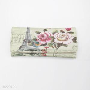 Flower pattern lady travel wallet