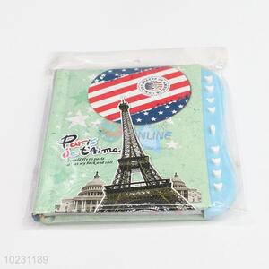 Green Color The Eiffel Tower Pattern Cardboard Cover Notebook with Password