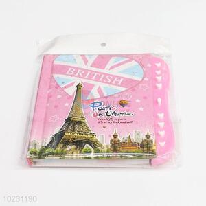 Pink Color The Eiffel Tower Pattern Notebook with Password